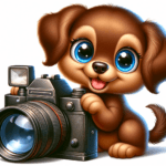 cartoon puppy with a camera