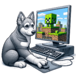 Cartoon Dog Playing Minecraft
